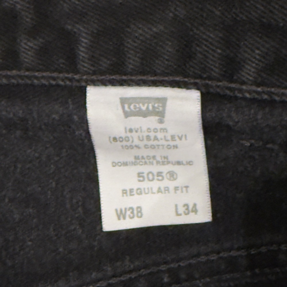Levi's 505 Black Regular Fit Straight Leg Denim Jeans Men's Size 38x32(tag34) - Picture 6 of 8